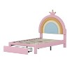 TIRAMISUBEST Twin/Full Size Upholstered Rainbow Design Platform Bed, Velvet Princess Platform Bed with Storage Drawer and Rainbow Shaped Headboard - 3 of 4