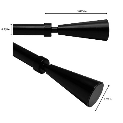 Versailles Sculpted Cone Finial Steel Heavy Duty Curtain Rod Set for Windows Black