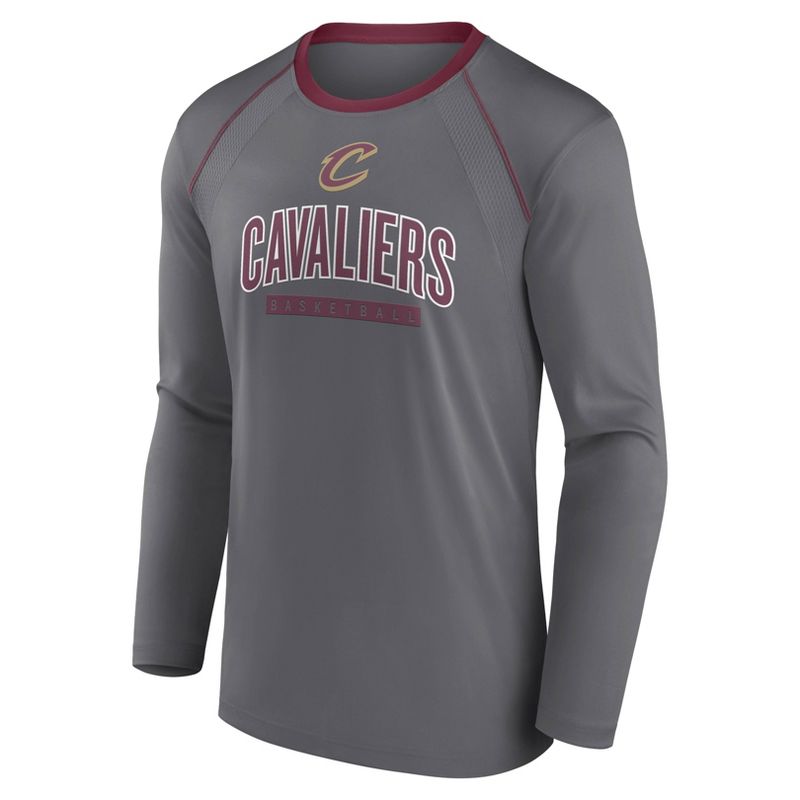 NBA Cleveland Cavaliers Men&#39;s Long Sleeve Gray Pick and Roll Poly Performance T-Shirt, 2 of 4