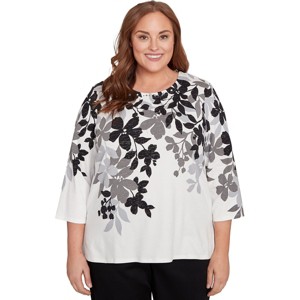 Shadow Leaf Three Quarter Sleeve Top - 1 of 4
