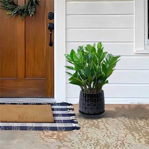 Chic Crate Set of 2 Modern 7″ Ceramic Planters with Drainage Hole – Stylish Pots for Patio, Garden & Windowsill - 1 of 4