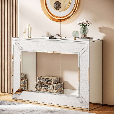 Hommoo Modern Mirrored Console Table Silver