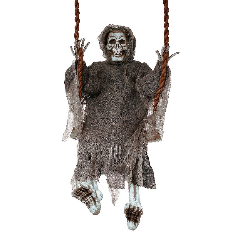 Fun World Reaper On Swing Prop Halloween Decoration - 36 in - Gray, 1 of 5