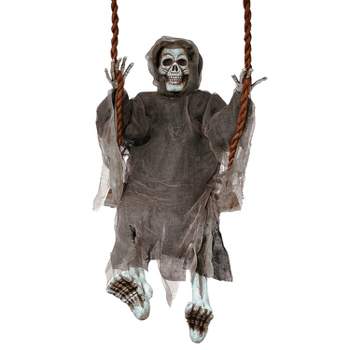 Fun World Reaper On Swing Prop Halloween Decoration - 36 in - Gray