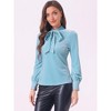 INSPIRE CHIC Women's Vintage Solid Gothic Velvet Dressy Bow Tie Neck Business Shirt - 4 of 4