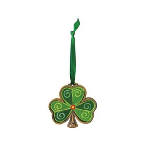 Slickblue Irish Shamrock Ornament, Forest Green Ribbon, Hanging Decor, Celtic Style, 7.5cm x 7.5cm - 1 of 3