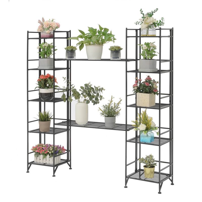  57.5" Extra Storage 5 Tier Folding Metal Shelves with Set of 2 Deluxe Extension Shelves - Breighton Home, 3 of 9