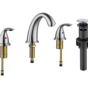 ChicFurnit Bathroom Sink Faucet Waterfall Design with Pop Up Drain and Lead Free Supply Hose for Bathroom, Silver and Gray, 13.98"*12.28"*4.33" - 1 of 4