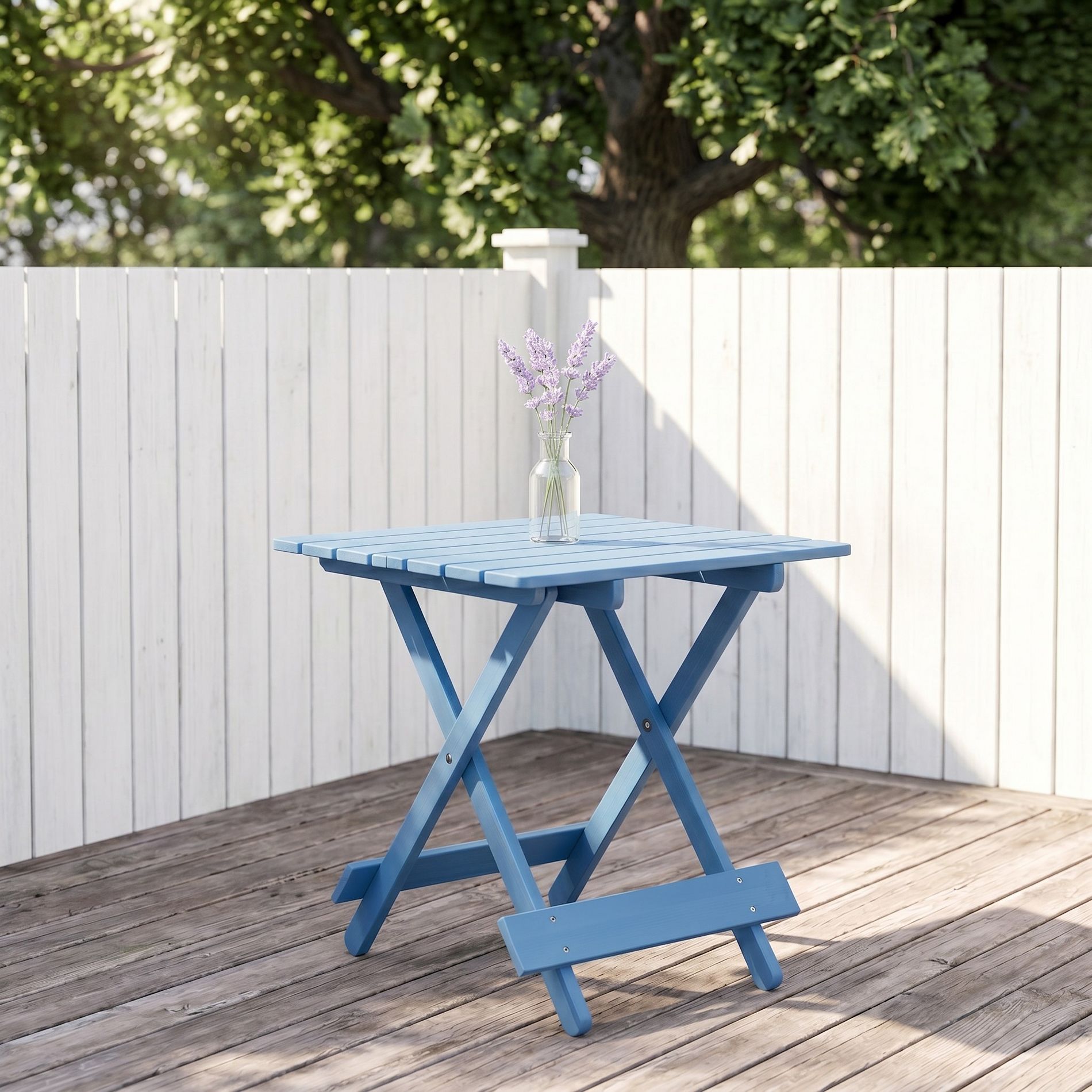 Folding Square Patio Table Outdoor Solid Wood Side Table, Portable Space-Saving Backyard Balcony Table