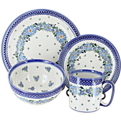 Blue Rose Polish Pottery 1000 Galia 4 Piece Dinnerware
