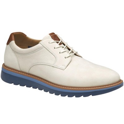 Johnston & Murphy Men's Braydon Plain Toe Dress Casual Shoe, Off-White Nubuck, Size 14