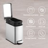 2x8 Gallon Dual Compartment Trash Can, Step Waste Container with Soft-Close Lid, 60L Stainless Steel Garbage Can with Removable Inner Bucket for Home - 2 of 4