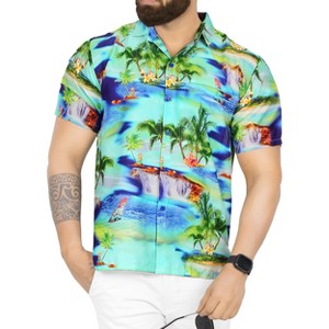HAPPY BAY Men's Hawaiian Short Sleeve Button Down Shirt Mens Tropical Shirts Casual Holiday Summer Party Caribbean Shirts for Men Funny - 1 of 4