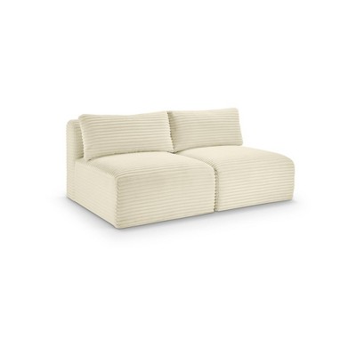 Meridian Furniture,Shaggy Cream Corduroy Performance Fabric Modular Sofa