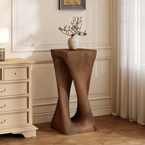 CAVINAS Twist Shaped Side Table, Modern Coffee Table with Imitation Wood Texture, 16" H End Table for Indoor and Outdoor - 1 of 4