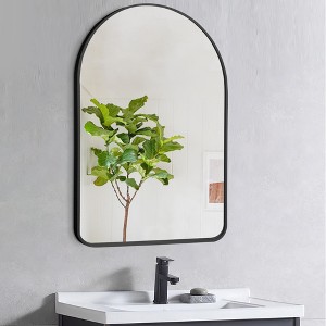 Aluminum Alloy Slim Round-Corner Arch Wall Mirror - Black Frame 91x61x4cm - 1 of 3