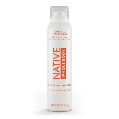 Native Spray Deodorant for Men & Women - Citrus & Herbal Musk - Aluminum-Free 3.5oz