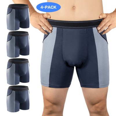 CARER 4pk Washable Incontinence Underwear for Men Urinary Bladder Leak-proof Incontinence Boxer Reuable - Mild Absorbency