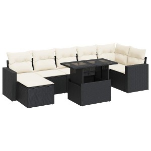 vidaXL Garden Sofa Set Black, Cream white - 1 of 4