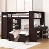 NicBex Full over Twin Bunk Bed Loft Bed with Desk Pine Bed Frame with Shelves, Drawers, Wardrobe, Ladder and Guardrail, No Box Spring Required - 2 of 4