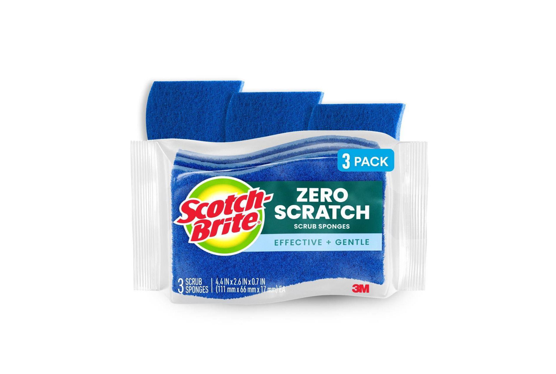 Scotch-Brite Zero-Scratch Scrub Sponges - 3ct: Reusable, Cellulose Material, Multi-Surface Use