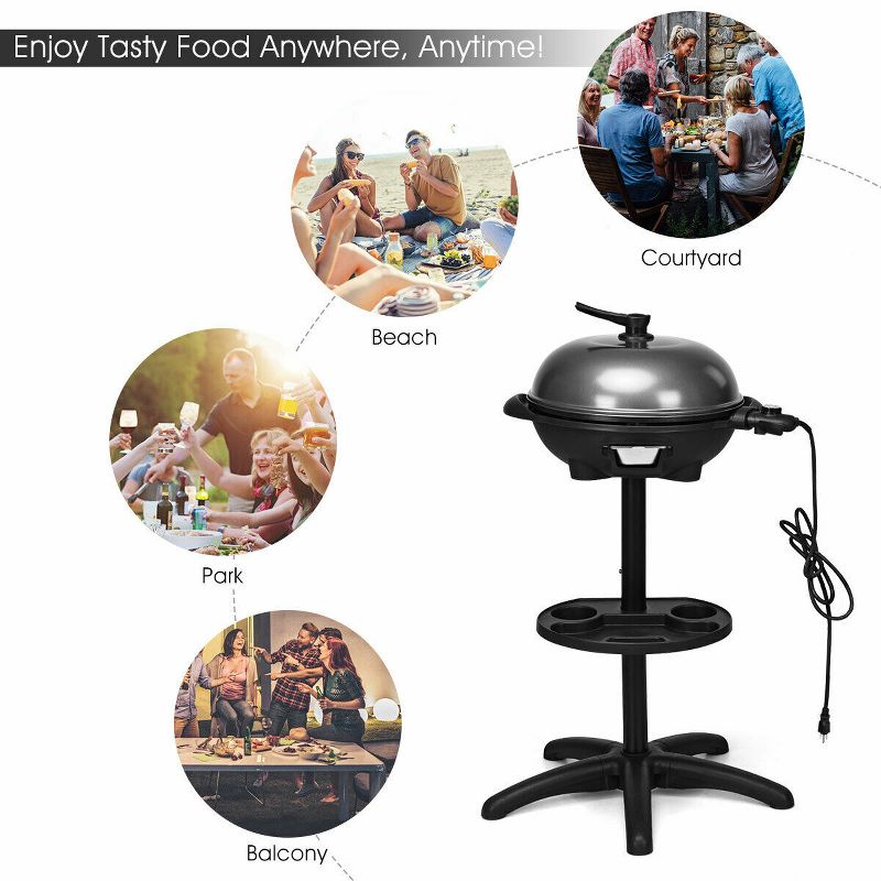 Costway Electric BBQ Grill 1350W Non-stick 4 Temperature Setting Outdoor Garden Camping, 4 of 11