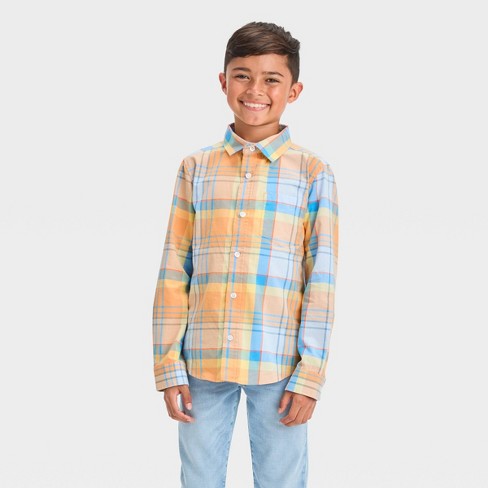 Boys yellow clearance plaid shirt