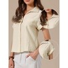 INSPIRE CHIC Women's Button Up Short Sleeve Pointed Collar Casual Work Blouses - 2 of 4