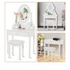 Wood Makeup Vanity Desk with Oval Mirror and Stool 3 Lighting Modes 5 Large Drawers Modern Dressing Table for Girls Women - 2 of 4