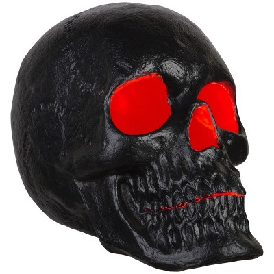 Gemmy 20” Blow Mold Lighted Decor Candle Flicker Matte Black Skull, black