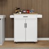 TiramisuBest 53.7in Farmhouse Kitchen Island with Power Outlet, 2 Sliding Barn Door Kitchen Storage Island with Drop Leaf, Spice Rack Rol - 2 of 4