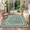 Scalloped Floral Rug Washable Non-Slip Boho Hallway Rug Soft Carpet for Kitchen, Bathroom, Laundry, Entryway - 2 of 4