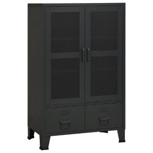 vidaXL Storage Cabinet Office Cabinet with Mesh Doors for Living Room Metal - 1 of 4