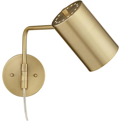 Carla Brushed Brass Adjustable Swing Arm Wall Lamp Set of 2