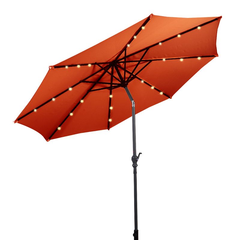 Costway 10FT Patio Solar Umbrella LED Patio Market Steel Tilt W/Crank Outdoor OrangeBlue New, 2 of 9