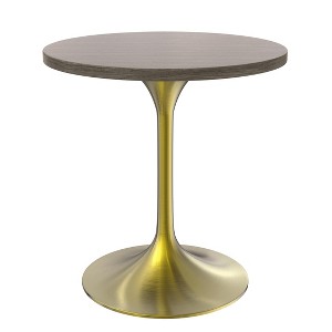 LeisureMod Verve 27" Round Dining Table - MDF Wood Top with Brushed Gold Pedestal Base Accent Side Table for Kitchen and Home - 1 of 4