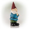 12" Polyresin Bearded Garden Gnome Statue With Red Hat - Alpine Corporation: Outdoor Lawn Decor, Solar Lighting Feature - image 4 of 4