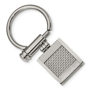 Black Bow Jewelry Men's Stainless Steel and Grey Carbon Fiber Key Chain - 1 of 4