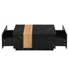 Mayeerty Modern Two-tone Coffee Table with Faux Marble and Walnut Finish, Rectangular Center Table with 2 Storage Drawers, 35.4 x 23.6 Inch, Black - 3 of 4