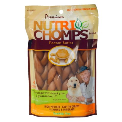 Nutri Chomps Peanut Butter Braid Dog Treats - 4ct