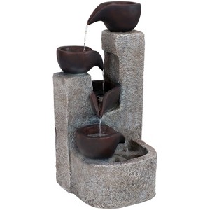 Sunnydaze Outdoor Polyresin Solar Powered Aged Tiered Vessels Water Fountain with Battery Backup - 29" - 1 of 4