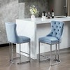 Resenkos Counter Bar Stools, Counter Stool,26" Counter Height Bar Stools Set of 2 with Button Back and Metal Base Legs(Blue,2 Pack) - 3 of 4