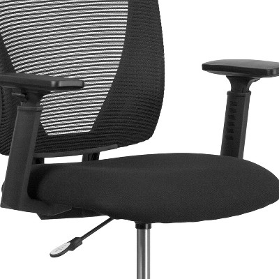 ErgoFlex Mid-Back Mesh Drafting Chair with Adjustable Arms and Black Fabric Seat