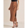 INSPIRE CHIC Women Satin Maxi Elastic High Waist Side Slit Flowy Long for Party Wedding Skirt - 3 of 4
