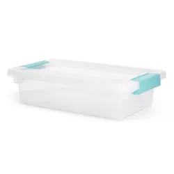 Sterilite Small Clip Box Clear Stacking Storage Tote Container with Latching Lid for Home & Office Organization and Storage Solution, 18 Pack