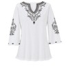 Collections Etc Tonal Embroidered Easy Fit V-Neck Long Length Tunic - 3 of 4