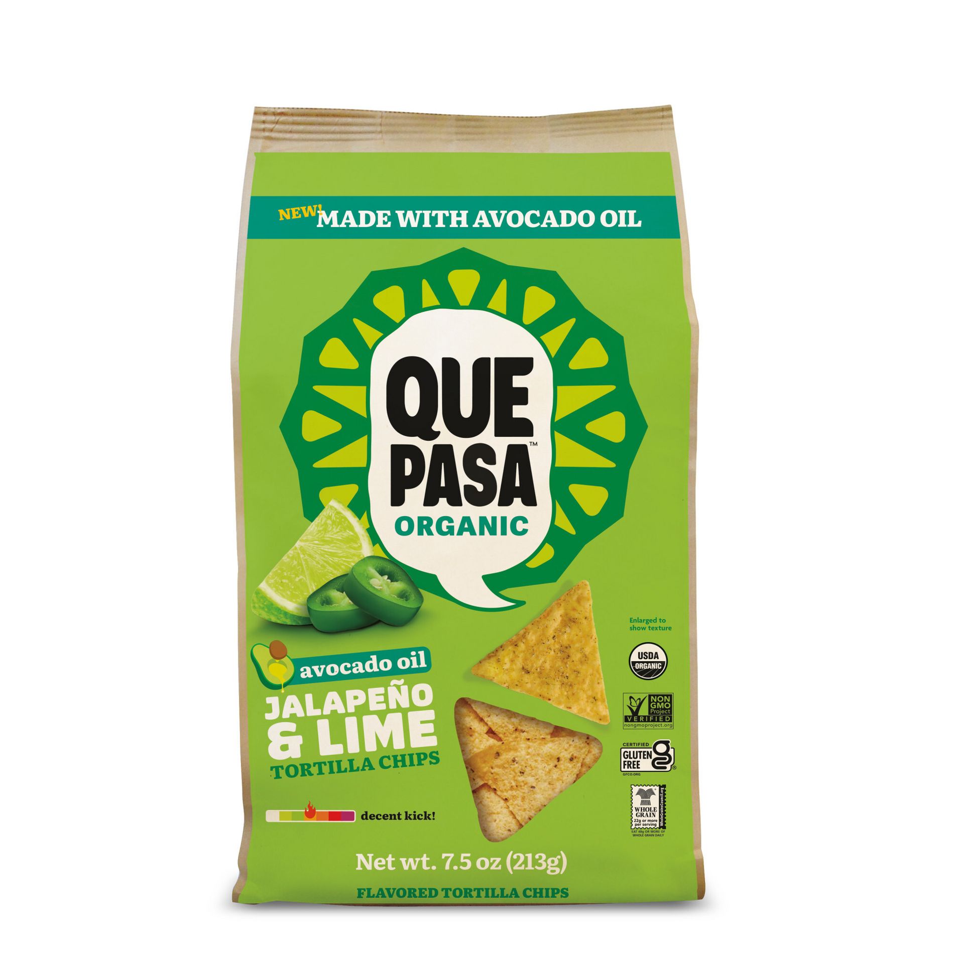 Que Pasa Organic Avocado Oil Jalapeno & Lime Tortilla Chips - 7.5oz