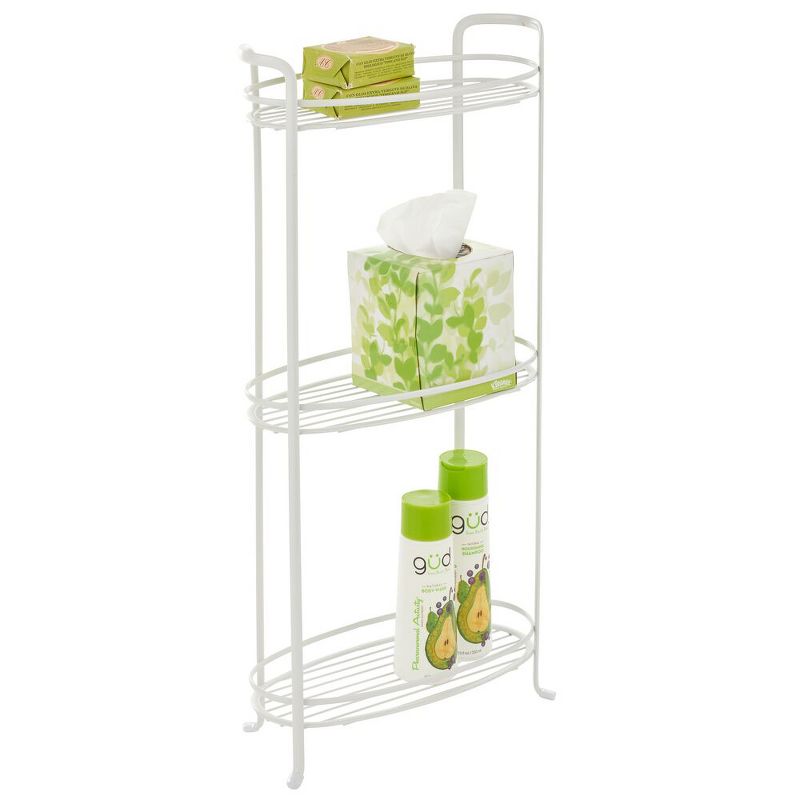 mDesign Vertical Standing Bathroom Shelving Unit Tower with 3 Baskets, 1 of 10
