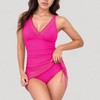 Anna-Kaci Women's Mesh Ruched One Piece Swimsuit Dress with V Neckline and Adjustable Side Drawstring - 3 of 4