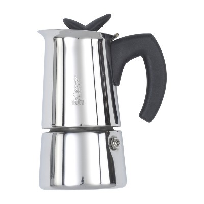 Black 2 Cup Bialetti Musa Espresso Coffee Maker Stainless Steel Non-Induction 